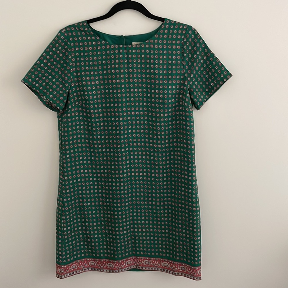J CREW | Green printed mini dress